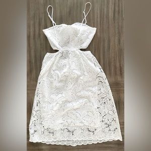 Express Lace Tie Back Side Cutout Midi Dress White - Small